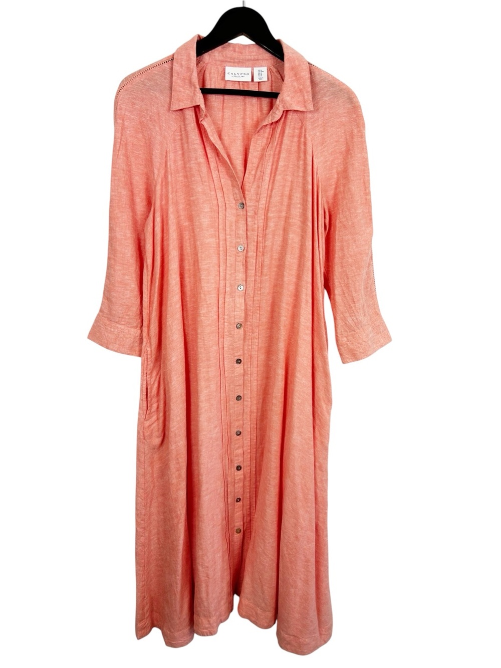 Calypso St. Barth Linen Blend Maxi Dress Women's Size Medium Pink